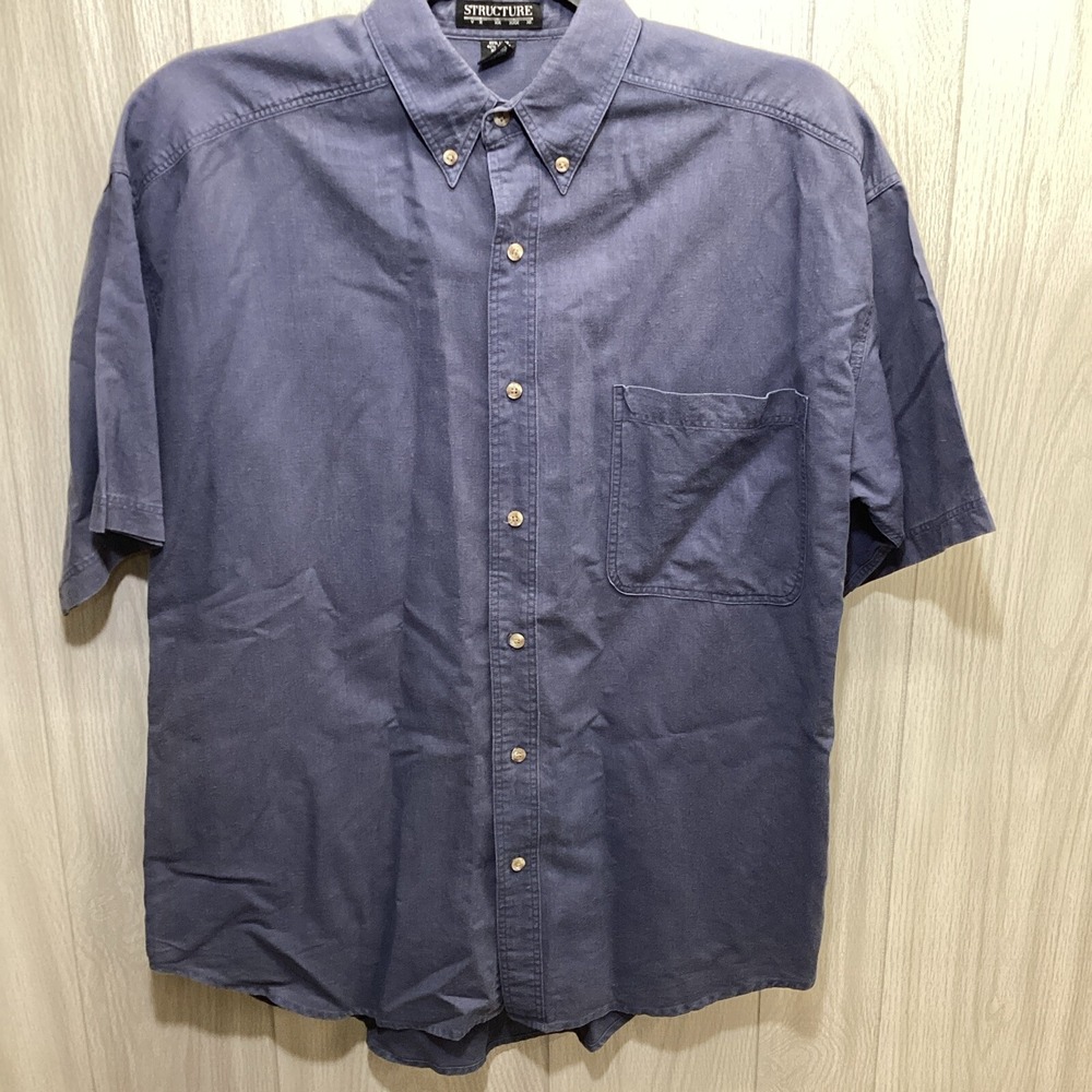 STRUCTURE Men's‎ (Size M) Demin Like Button Down Shirt *Stain*